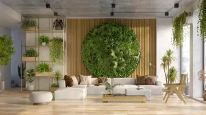 piante verticali per arredare una stanza da living con divano, spaziosa