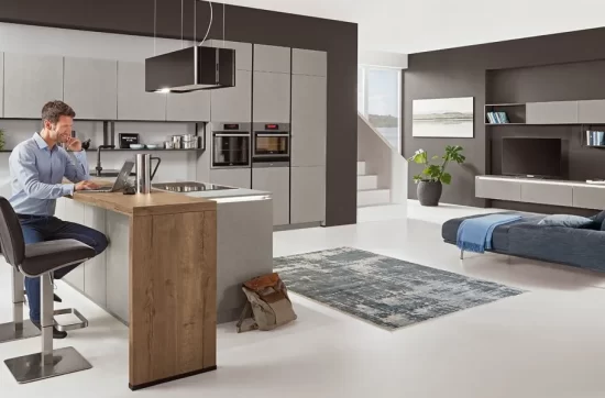 Cucina cemento new arredata con mobili da cucina grigio moderni
